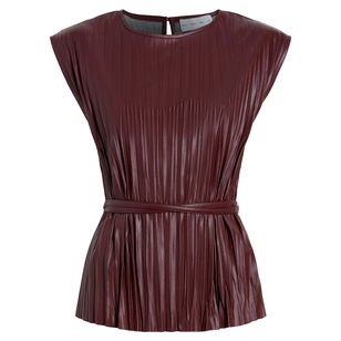Lyra Sleeveless Belted Top In Faux Leather