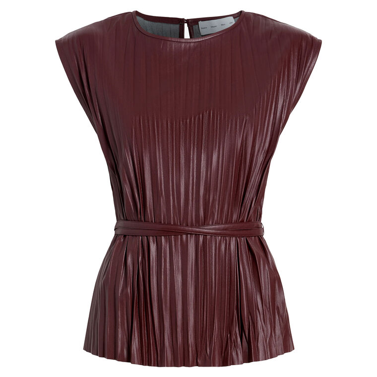 Lyra Sleeveless Belted Top In Faux Leather image number null