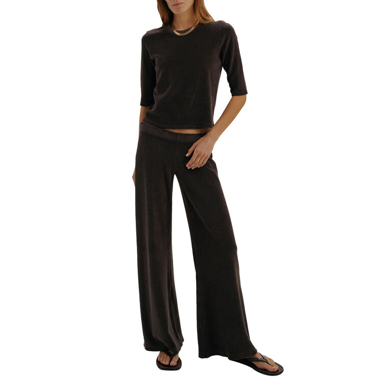 Lito Low-Rise Terrycloth Flare Pants image number null