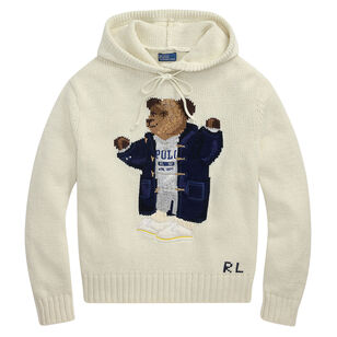 Cotton Polo Bear Hooded Long Sleeve Sweater