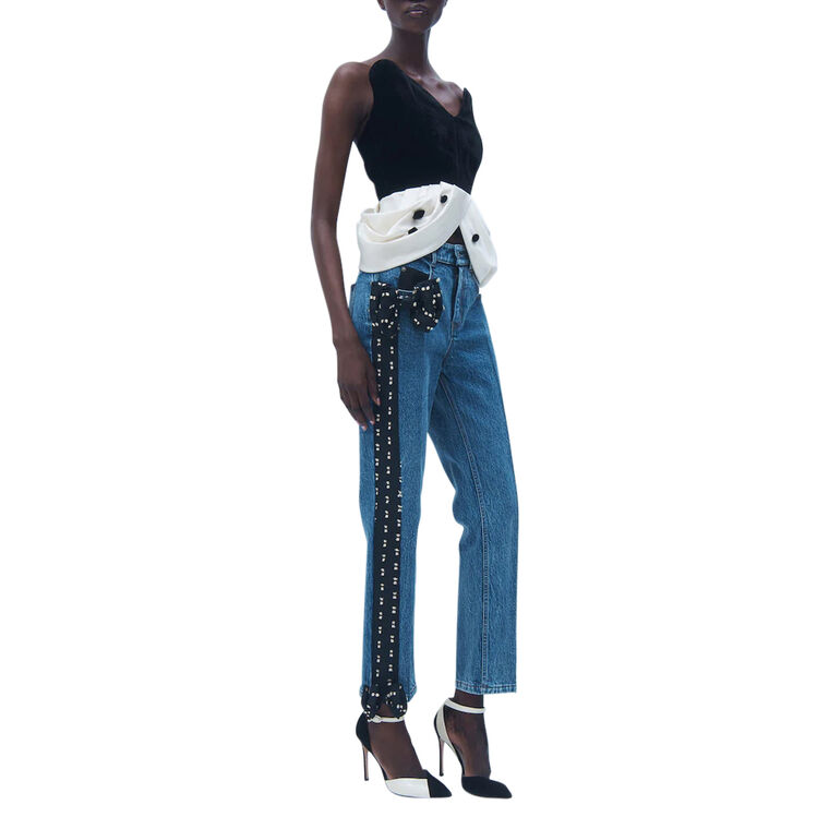 Lya Bow-Detail Straight-Leg Jeans image number null