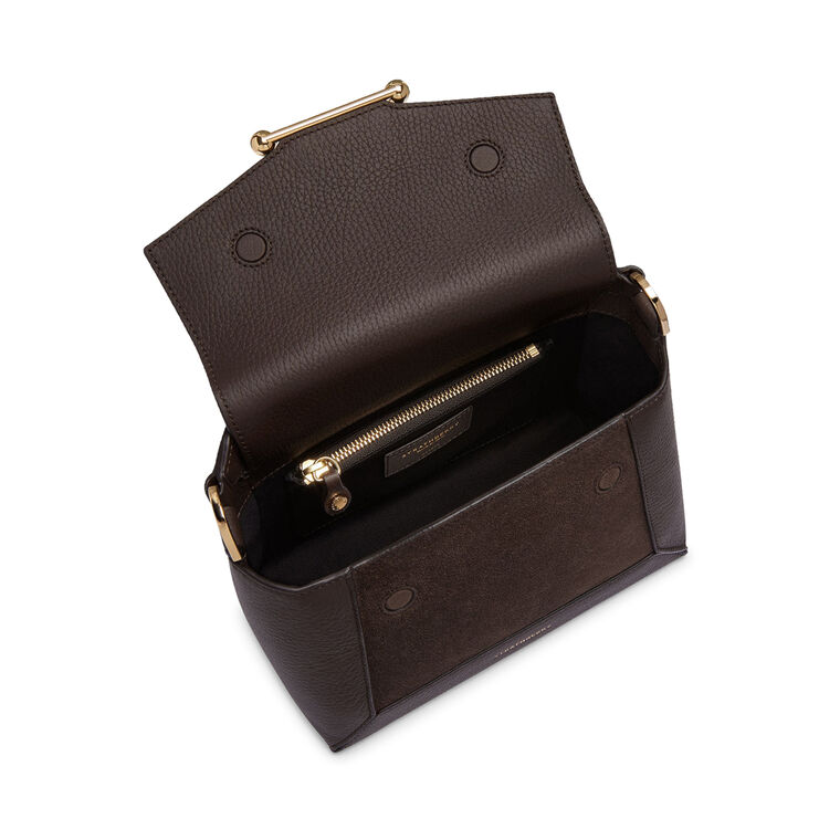Mosaic Top Handle Bag In Grain Leather With Suede image number null