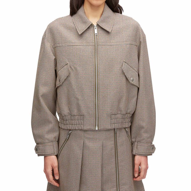 Houndtooth Tweed Harrington Jacket image number null