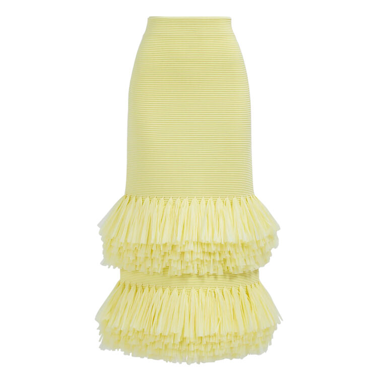 Agave Knit Raffia Midi Skirt image number null