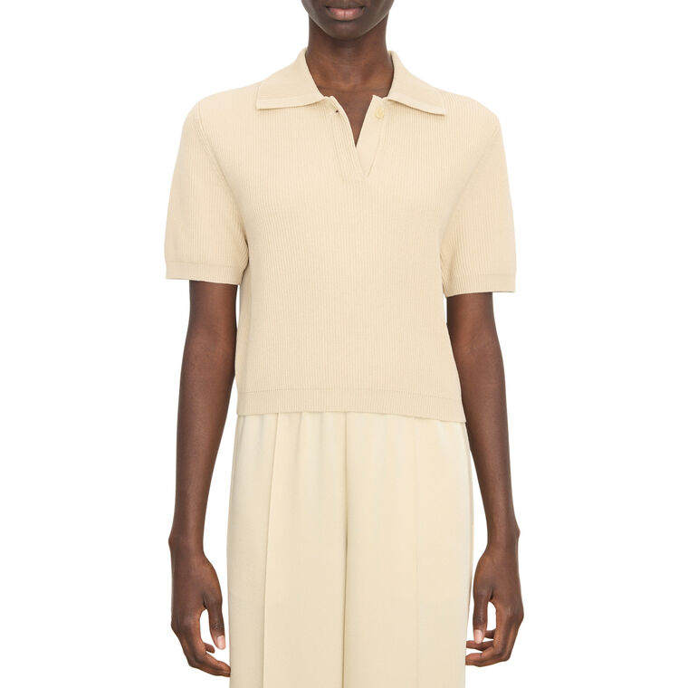 Ribbed Short Sleeve Polo Sweater image number null