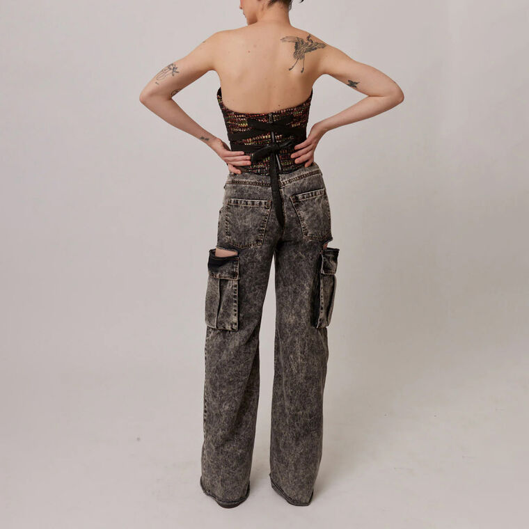 Denim Palazzo Wide Leg Jean image number null