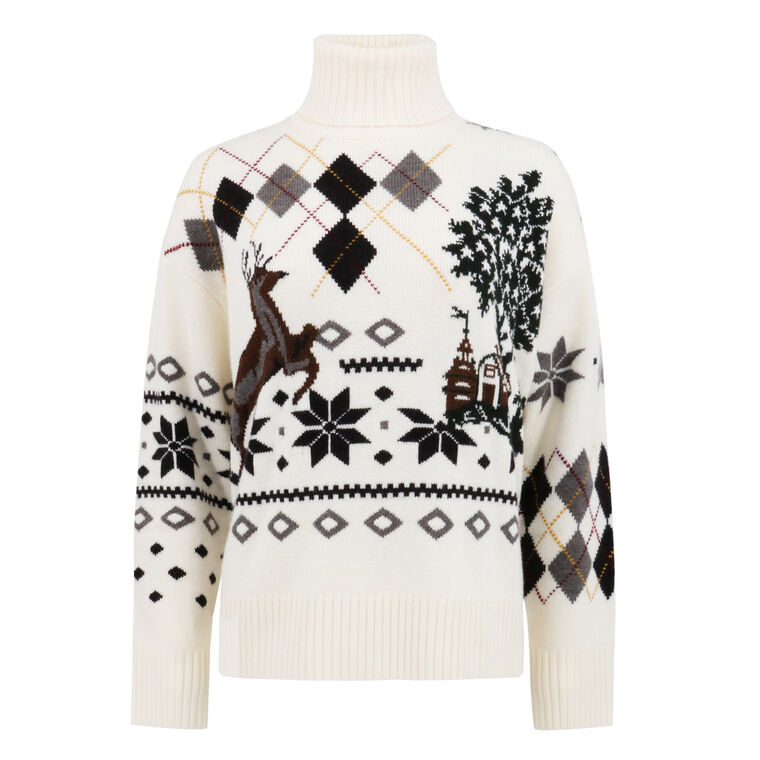 Mixed Fair Isle Roll Neck Sweater image number null