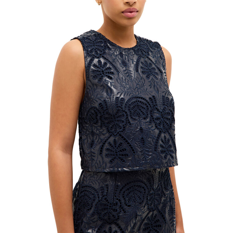 Davis Sleeveless Vegan Leather Crop Top image number null