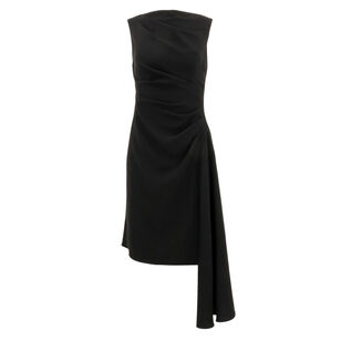 Crepe Asymmetrical Hem Ruched Side Dress