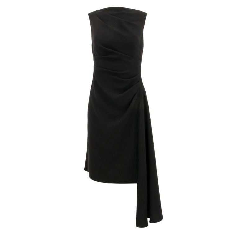Crepe Asymmetrical Hem Ruched Side Dress image number null