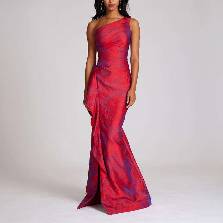 One Shoulder Rouched Side Gown image number null