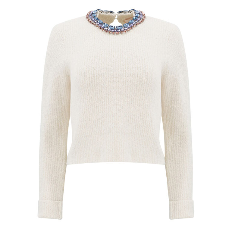Necklace Embellished Claudine Pullover Sweater image number null