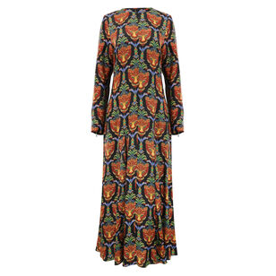 Boho Panther Long Sleeve Viscose Midi Dress