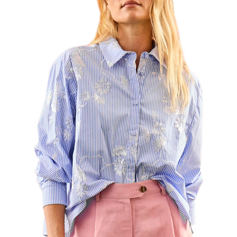 Hudson Long Sleeve Embroidered Button-Up Shirt image number null