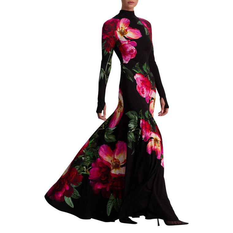 Augusta Long Sleeve Open Back Turtleneck Maxi Dress image number null