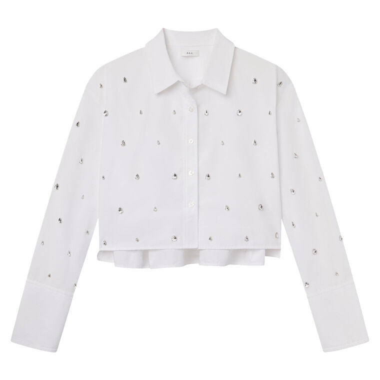 Mackie Embellished Cropped Cotton Shirt image number null