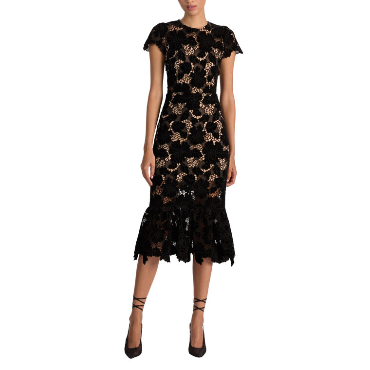 Clover Short Sleeve Open Back Midi Dress image number null