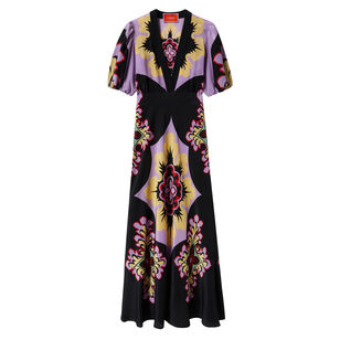 Marlene Short Sleeve Silk Maxi Dress