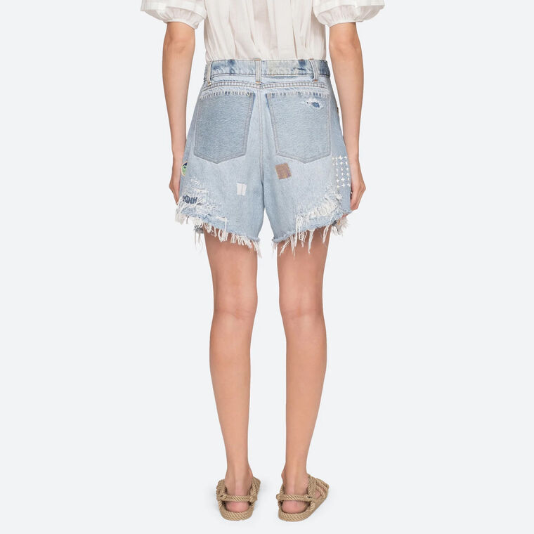 Marion Mended Denim Shorts image number null