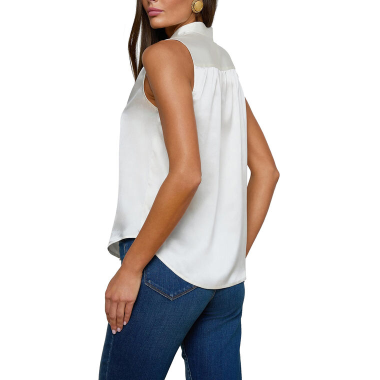 Phoebe Sleeveless Band Collar Silk Blouse image number null