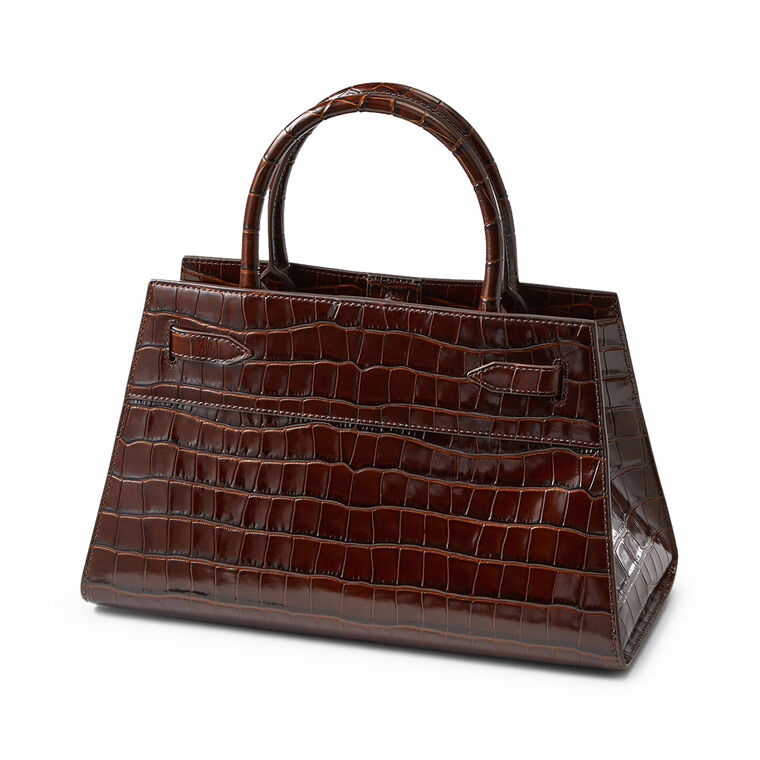 Croc-Embossed Top Handle Dash Bag image number null
