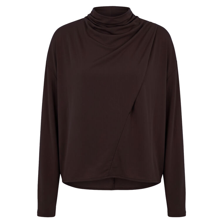 Draped-Neck Long-Sleeve Top image number null