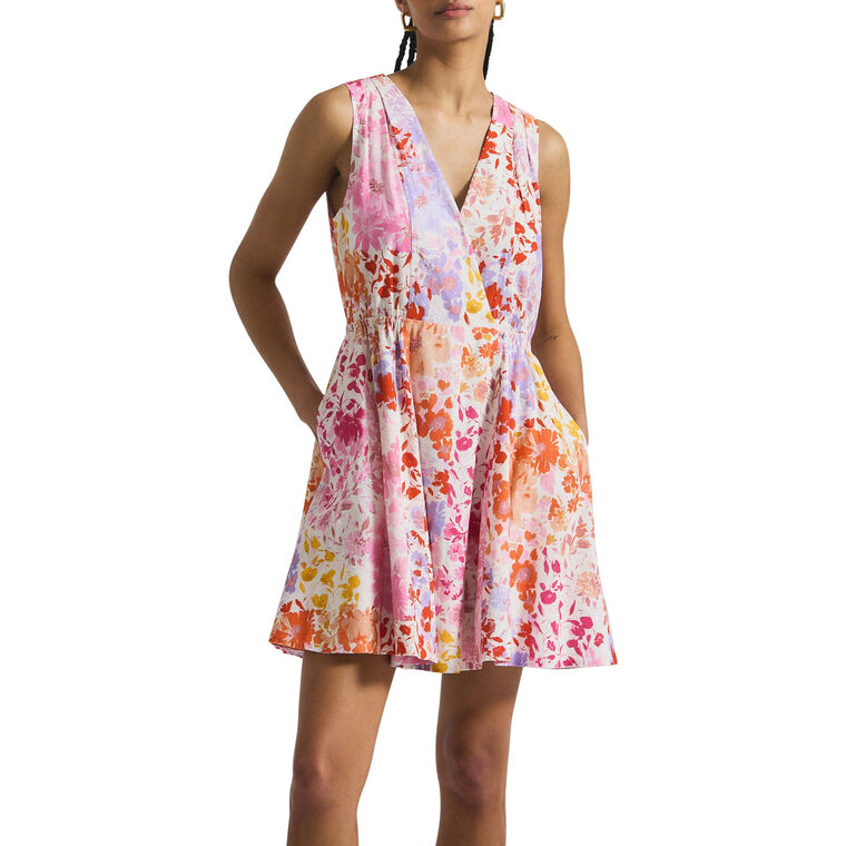 Tia Floral Printed Stretch Linen Sleeveless Mini Dress image number null