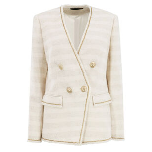 Hesper Striped Tweed Double-Breasted Blazer