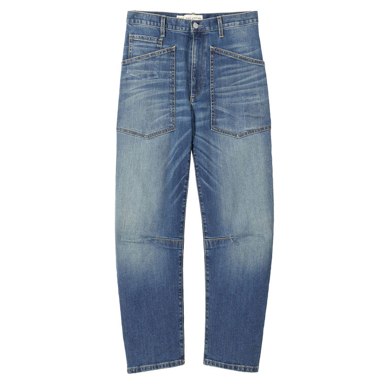 Shon Mid-Rise Barrel-Leg Jean image number null