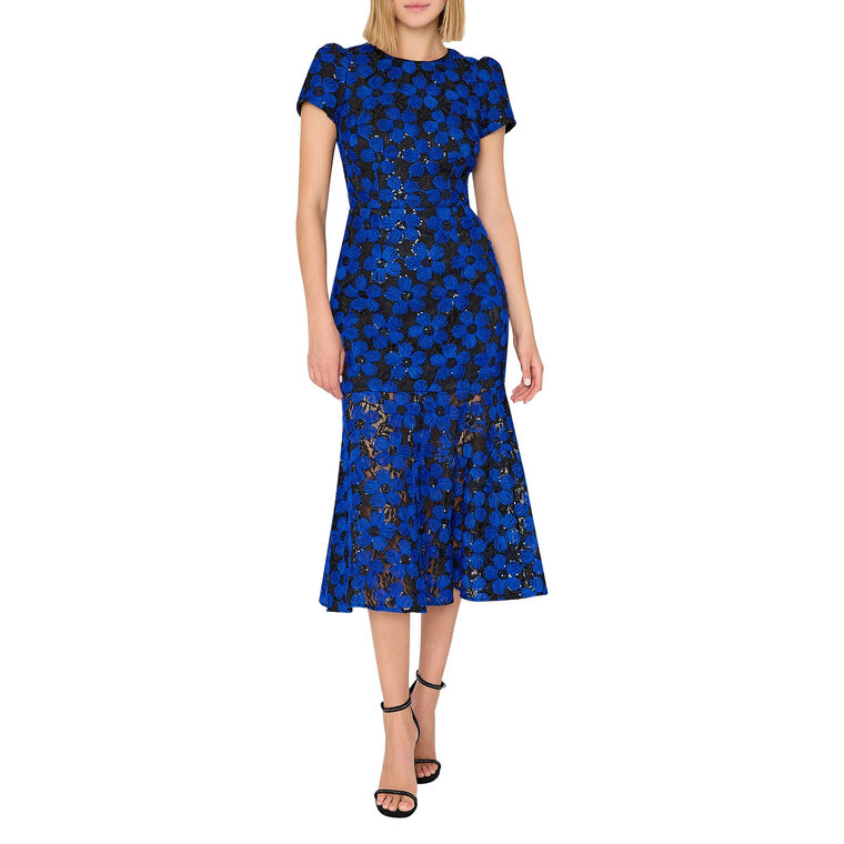 Tahlia Tulle Mesh Embroidery Midi Dress image number null