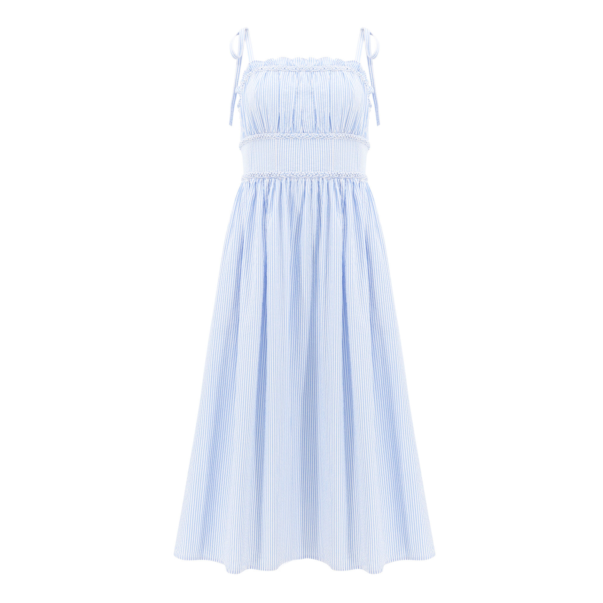 Cotton Seersucker Fit And Flare Dress