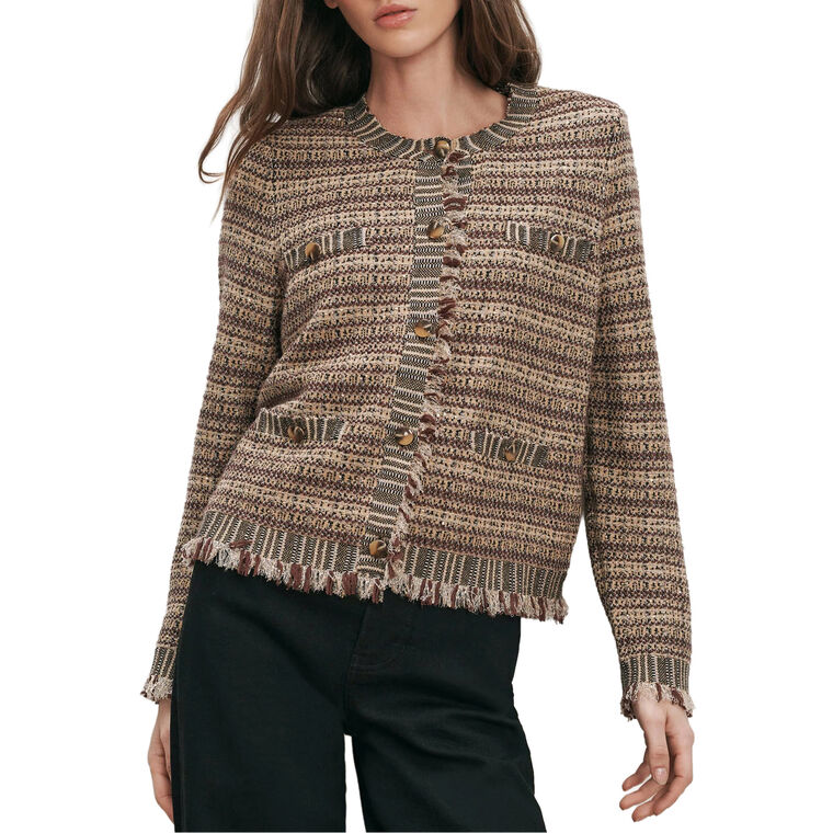 Sariyah Textured Fringe Knit Jacket image number null