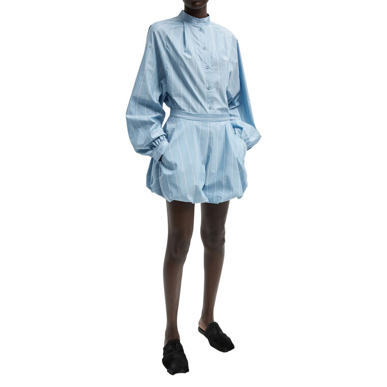 Striped Tech Poplin Bubble Short image number null