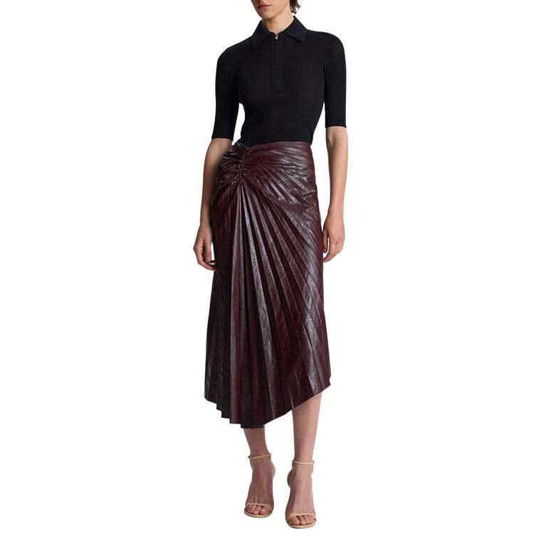 Tracy Textured Vegan Leather Midi Skirt image number null