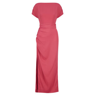 Heather Short Sleeve Satin Crepe Midi Dress