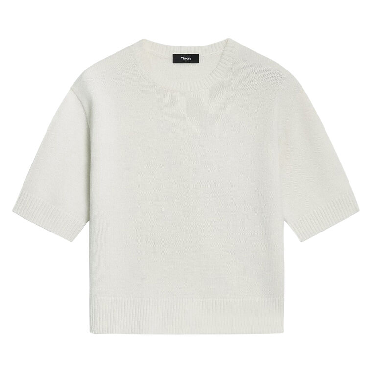 Short Sleeve Cropped Crewneck Cashmere Tee image number null