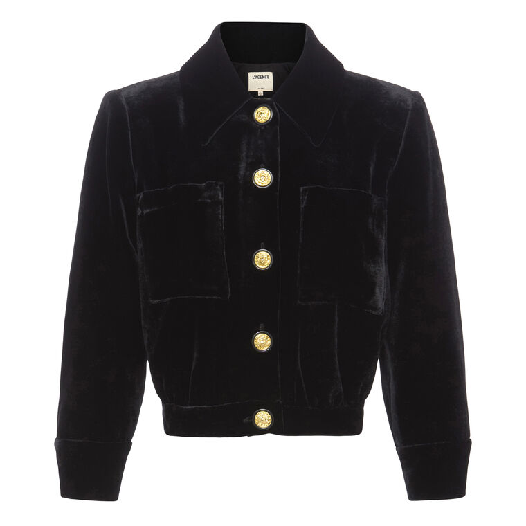 Jia Cropped Velvet Jacket image number null