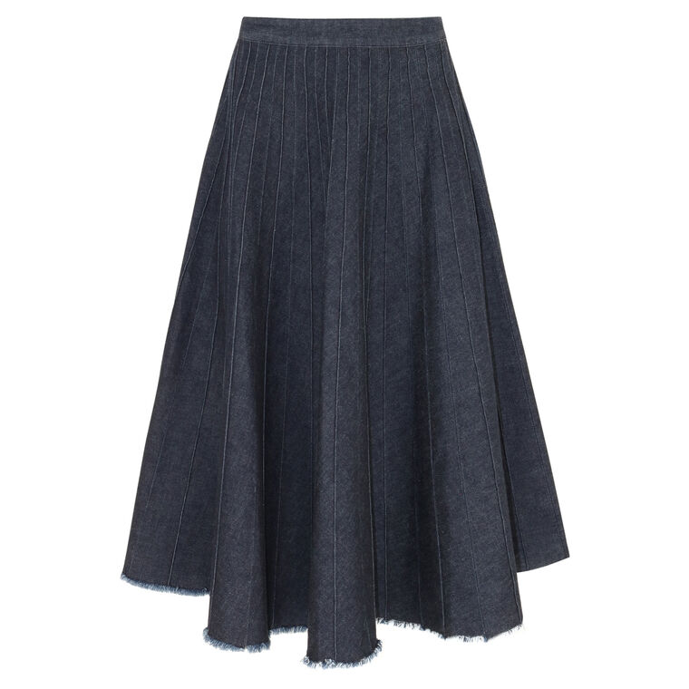 Brushed Denim Pintucked Skirt image number null