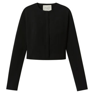 Zip Front Crepe Dolman Sleeve Cropped Jacket