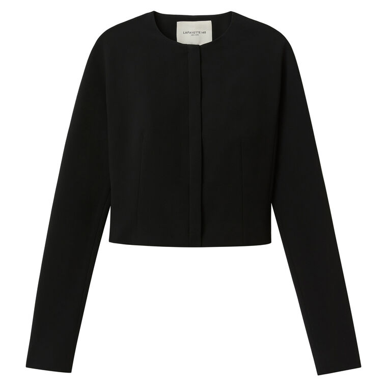 Zip Front Crepe Dolman Sleeve Cropped Jacket image number null