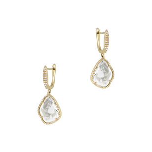 Yellow Gold and Diamond Sliced Earrings
