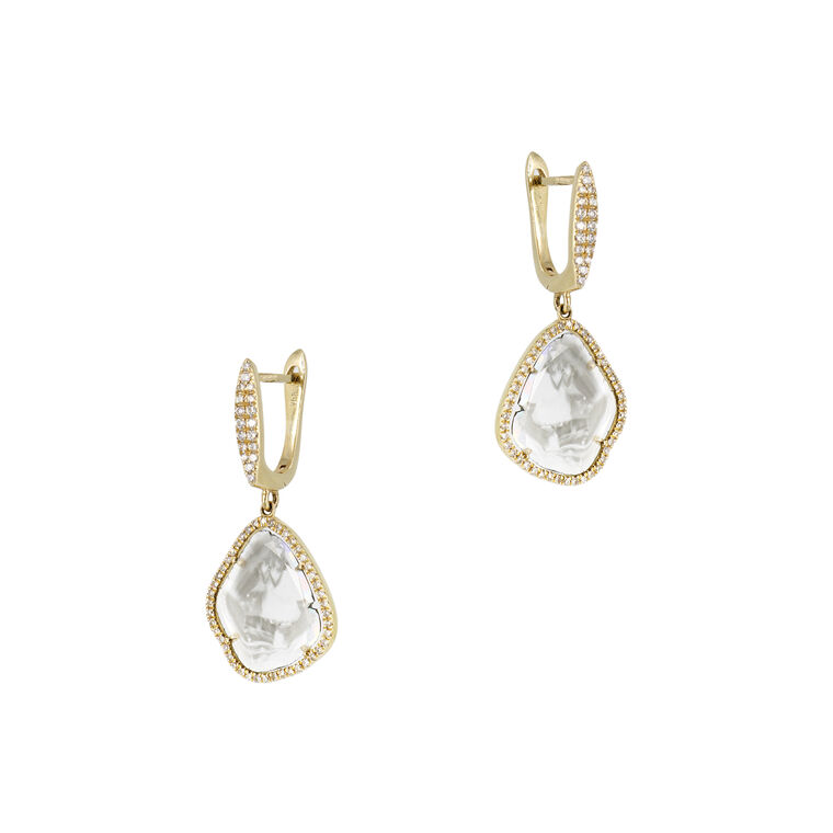Yellow Gold and Diamond Sliced Earrings image number null