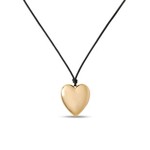 Metal Heart Leather Cord Necklace