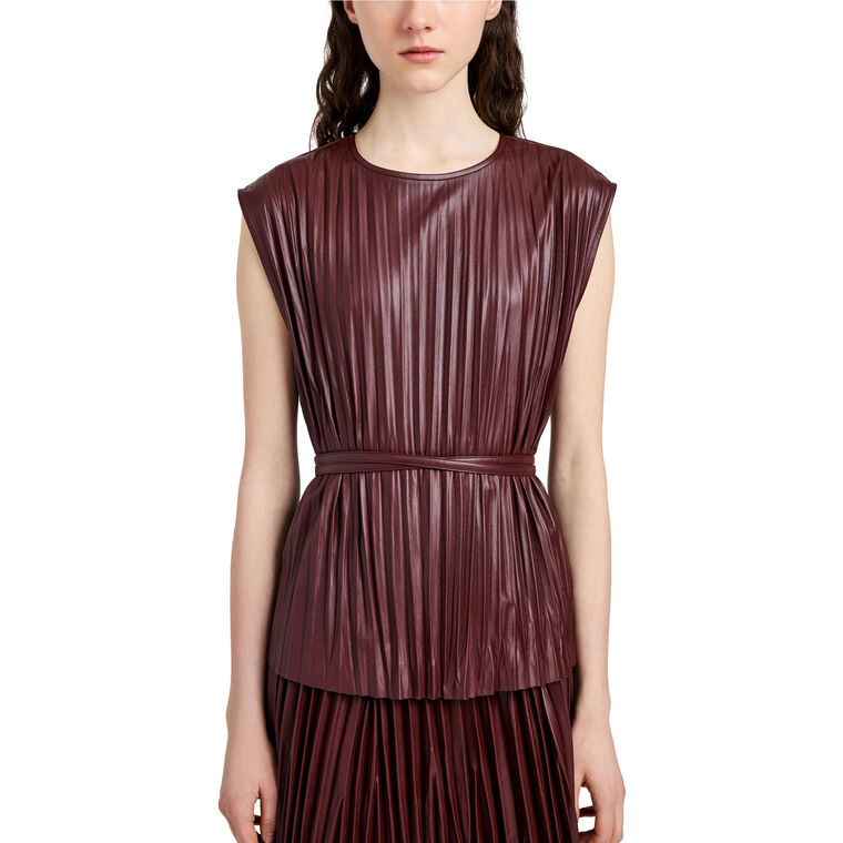 Lyra Sleeveless Belted Top In Faux Leather image number null