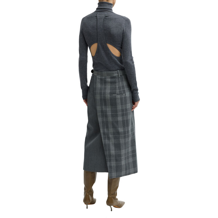 Papery Wool Plaid Double Apron image number null
