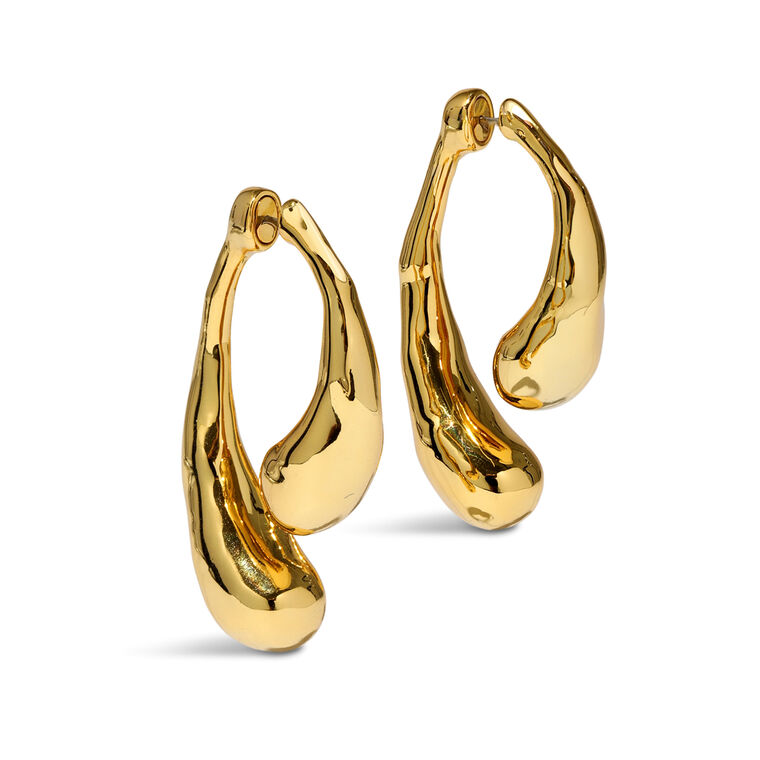 Molten Gold Scoop Front Back Earrings image number null