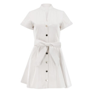 Lucy Vegan Leather Short Sleeve Mini Shirt Dress
