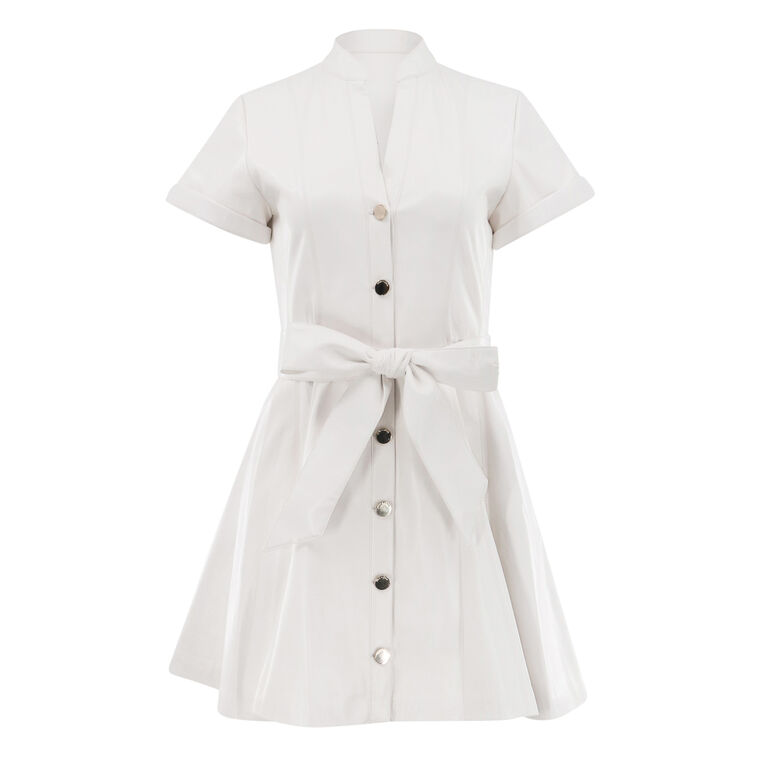 Lucy Vegan Leather Short Sleeve Mini Shirt Dress image number null