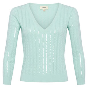 Trinity Sequin Cabled Pullover Sweater