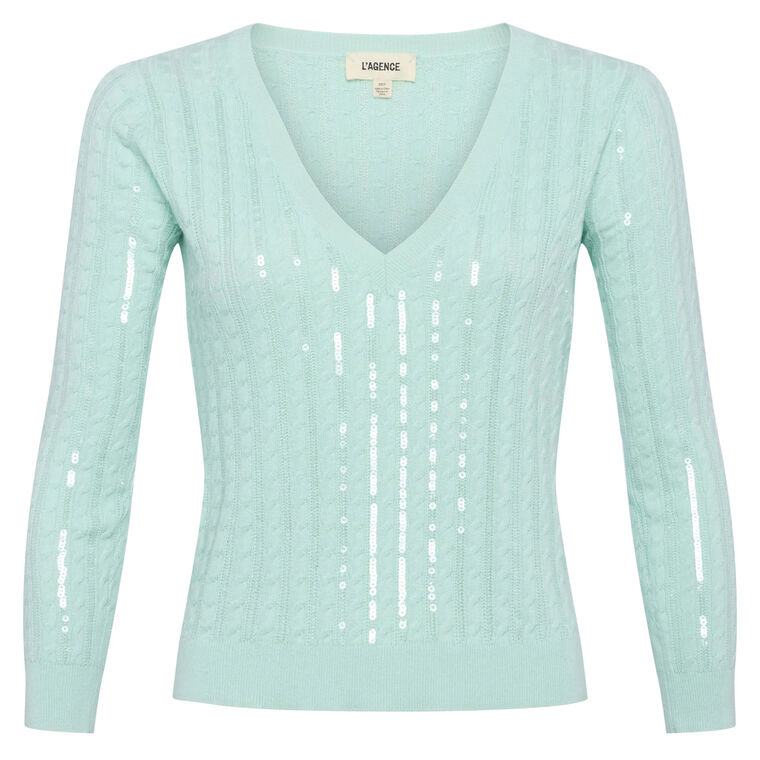 Trinity Sequin Cabled Pullover Sweater image number null